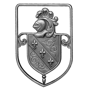 17-5/16" Tall Steel Casting, Framed Shield/Knight Design, Double Faced