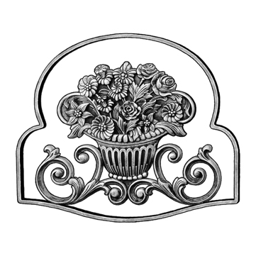 16-1/2" Tall Steel Casting, Framed Flower Bouquet, Double Faced