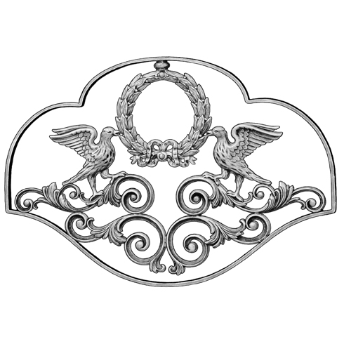 20-1/2" Tall Steel Casting, FramedDoves/Wreath Design, Double Faced