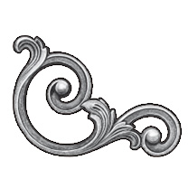 4-7/8" Tall Steel Casting, Scroll/Leaf Design, Double Faced