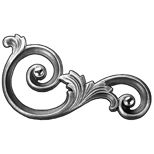 5-5/16" Tall Steel Casting, Scroll/Leaf Design, Double Faced