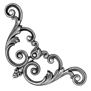 10" Tall Steel Casting, Scroll/Leaf Design, Double Faced