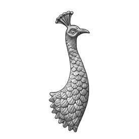 15" Tall Steel Casting, Peacock Design, Double Faced