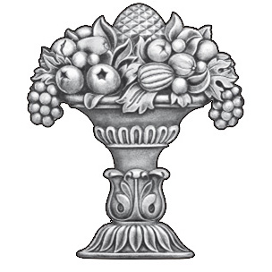 11" Tall Steel Casting, Fruit/Urn Design, Double Faced