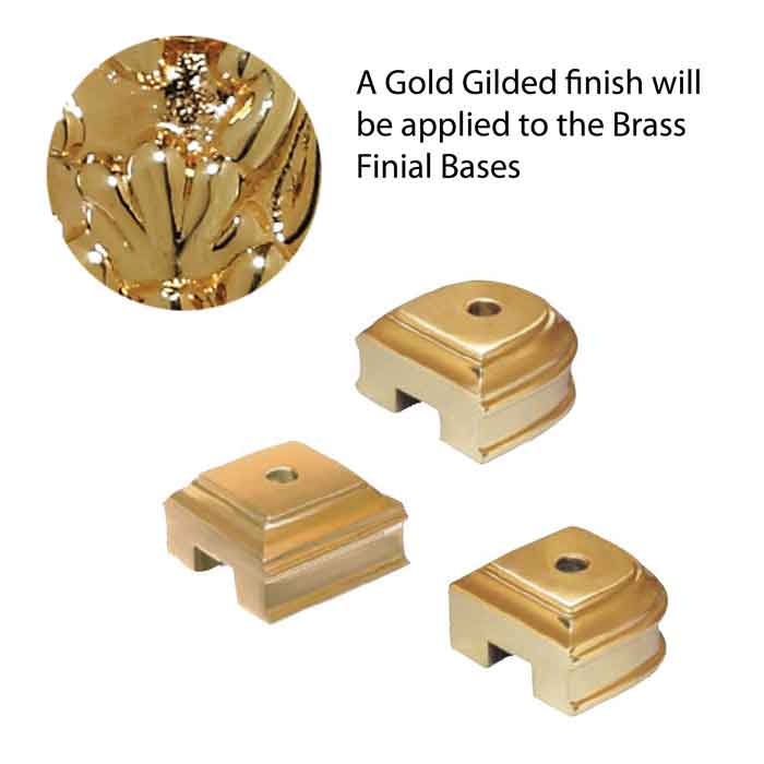 Brass Finial Bases with Gold Plated (Gilded) Finish by Grande Forge