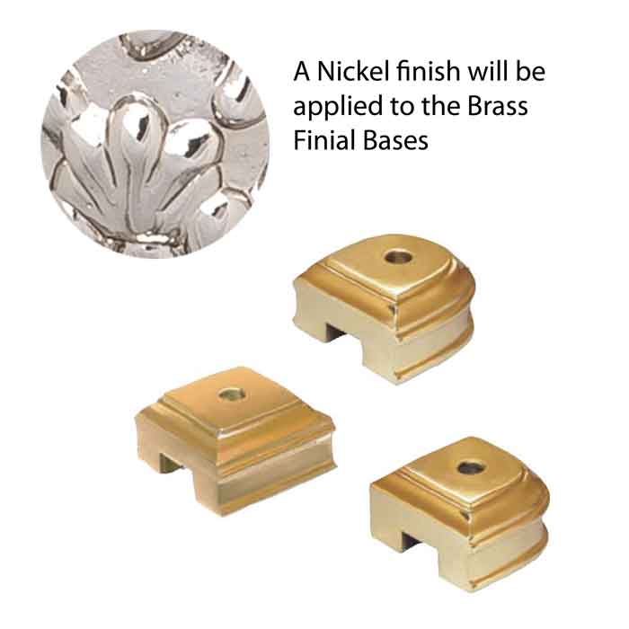 Brass Finial Bases with Nickel Finish by Grande Forge
