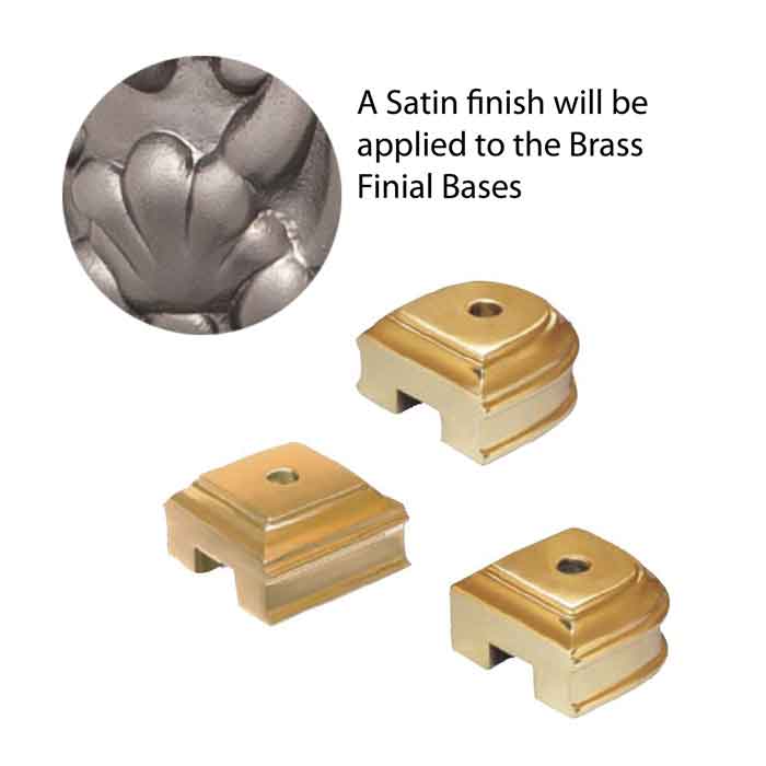 Brass Finial Bases with Satin Finish by Grande Forge