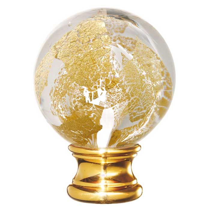 Glass Blown Globe Post Top w/Gold Sparkles by Grande Forge