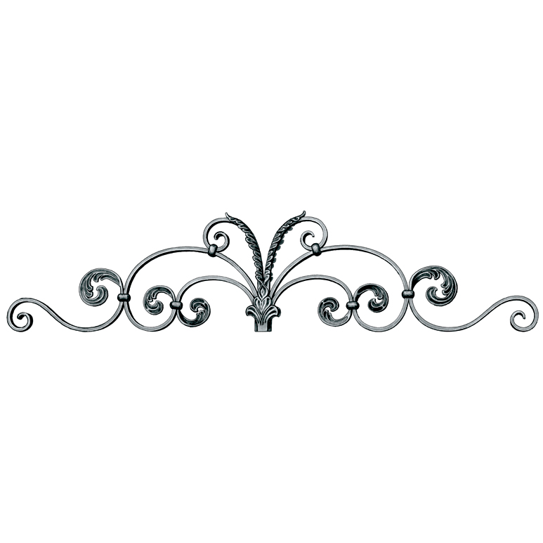 5/8" x 5/16" Steel Gate Top Kit w/Scrolls/Leaves, 50-1/4" Wide, Mozart Series