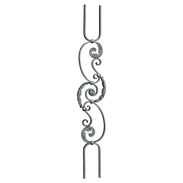 5/8" x 5/16" Steel Baluster w/ 27-9/16" Scroll, Mozart Series