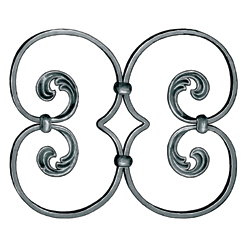 5/8" x 5/16" Steel Scroll Panel, 11-7/16" Tall, Mozart Series