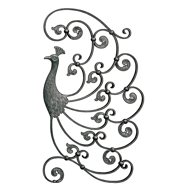 9/16" x 1/4" Steel Peacock Panel, 37-3/16" Tall, Mozart Series
