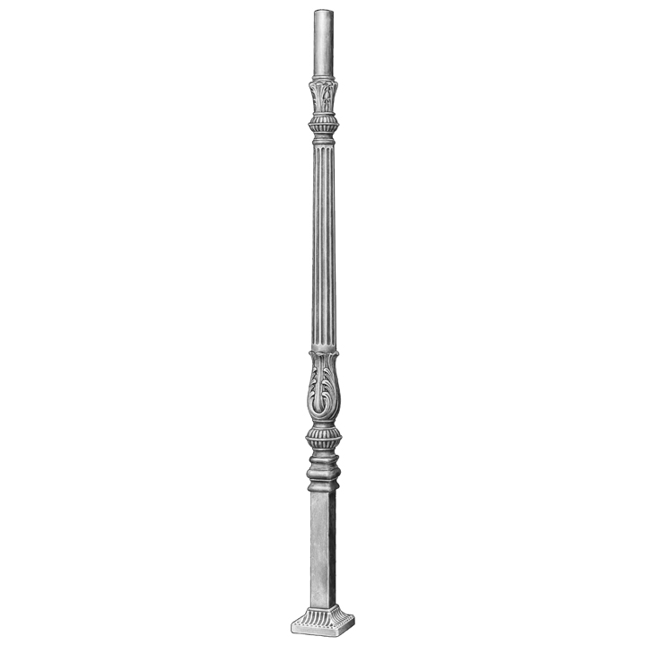 1-3/8" sq. bottom / 1-3/8" dia. top, Cast Iron Post w/ Collar, Cast Iron Series