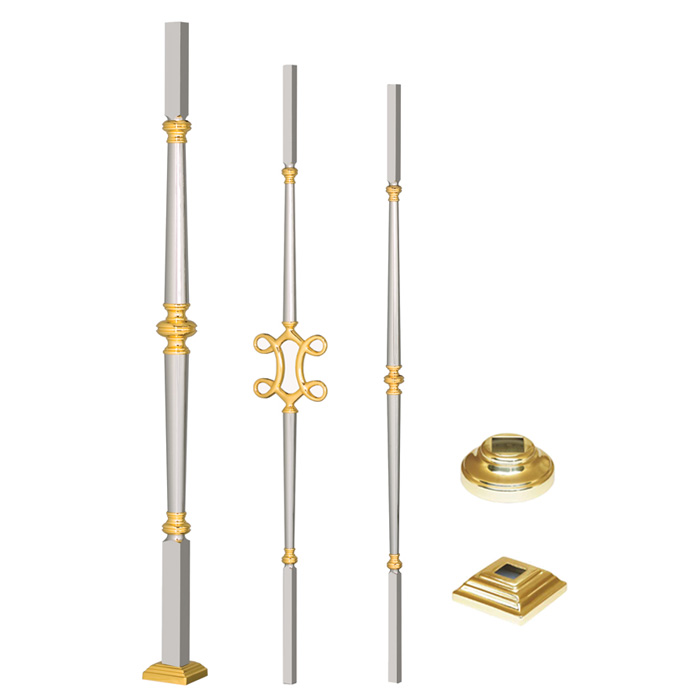 Grande Forge Paris Series Post & Balusters with Brass Centers, Mild Steel Ends