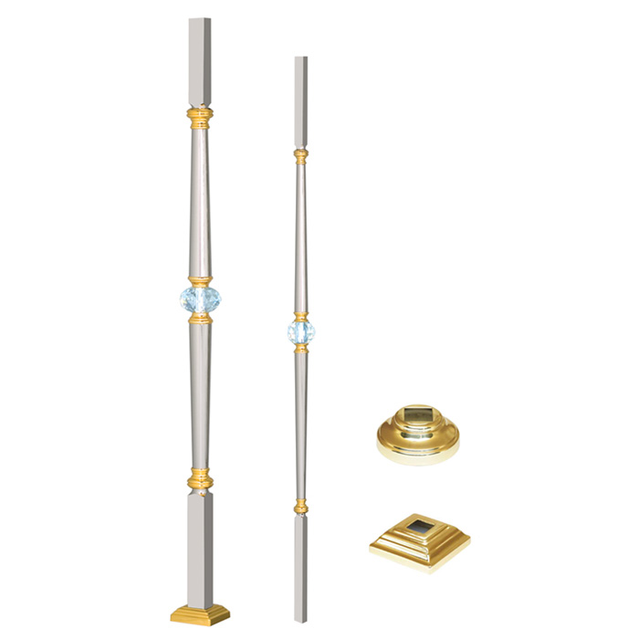 Grande Forge Paris Series Post & Baluster with Swarovski Crystal, Mild Steel Ends