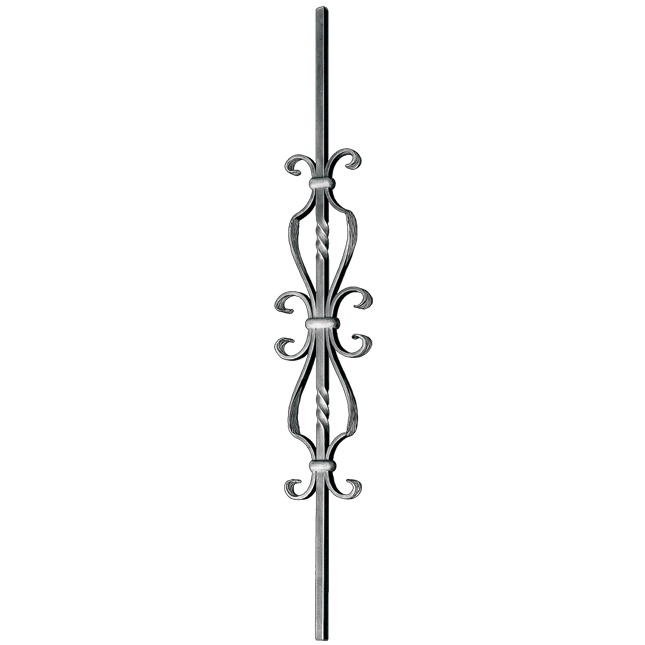 1/2" sq. Steel Baluster w/ 21-11/16" Scroll, Tradition Series