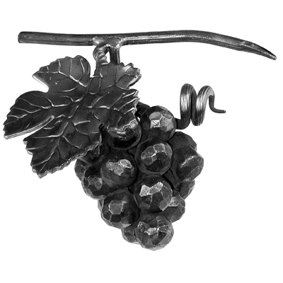 7-3/32" Tall Steel Grape Cluster with Leaf and Tendril