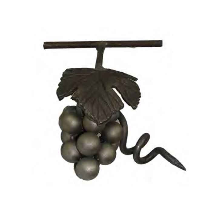 6-5/8" Tall Steel Grape Cluster w/Leaf, Tendril, Stem and Vine
