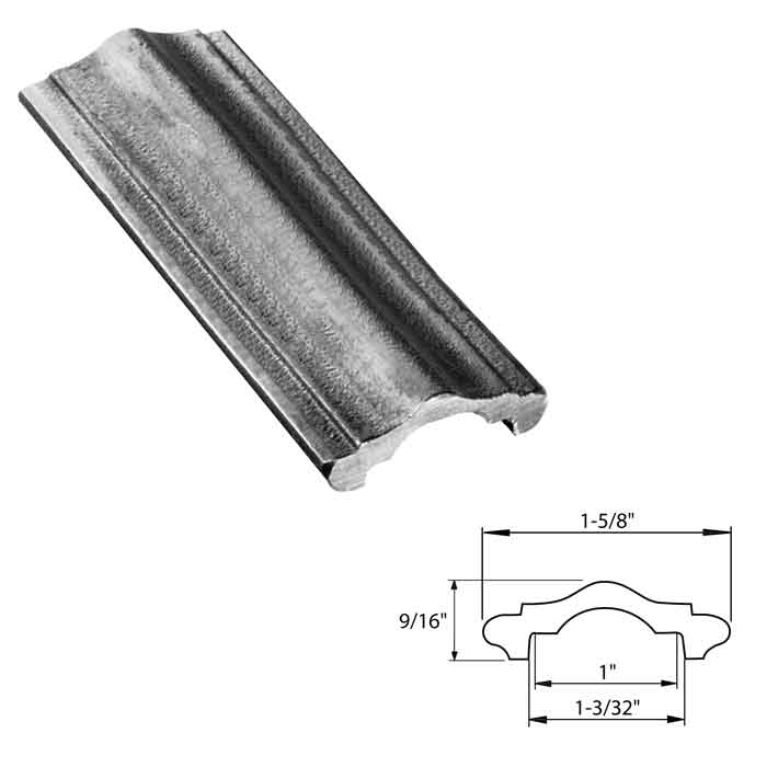 1-5/8" wide Steel Handrail Molding, Hot Rolled, 20FT