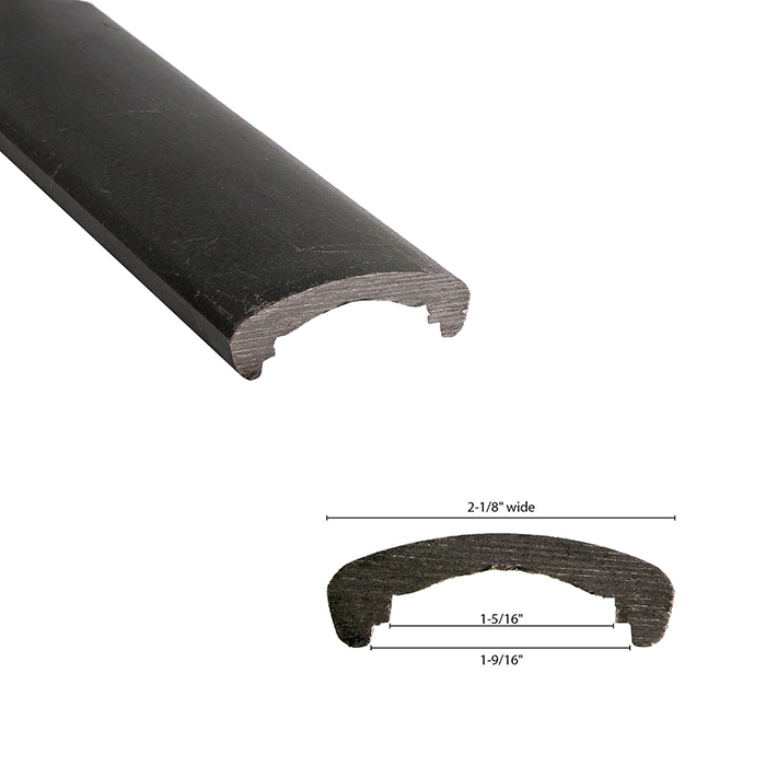 2-1/8" wide Steel Half Oval Handrail Molding, 19'8" Lengths