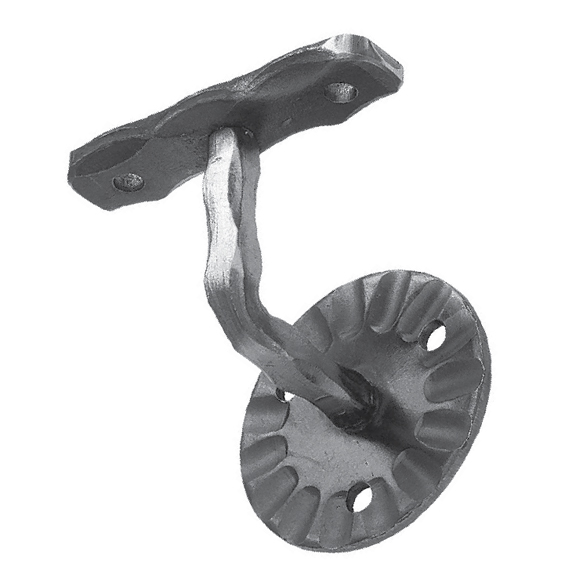Steel Handrail Bracket with Ornate Backplate and Hammered Arm