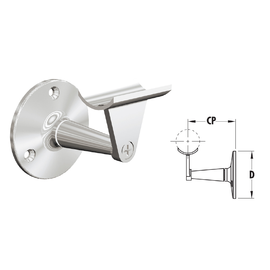Handrail Brackets in 316 Satin Stainless Steel for 1-1/2" and 2" dia. tubing