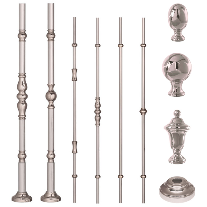 Grande Forge Harmonie Series Posts and Balusters in Full Nickel Finish
