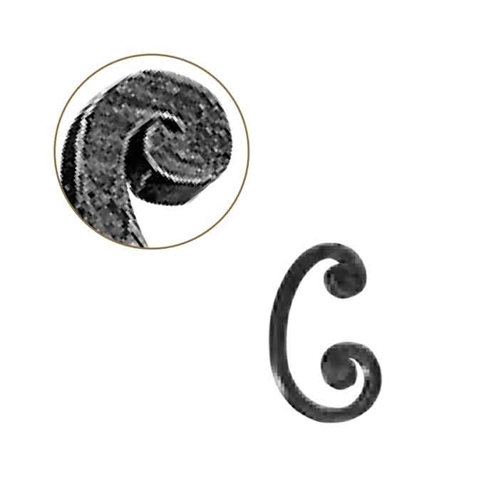 1/2" sq. Forged Steel C-Scroll w/Flat Button Ends w/smaller top curl, 3-1/2" wide by 6" Tall