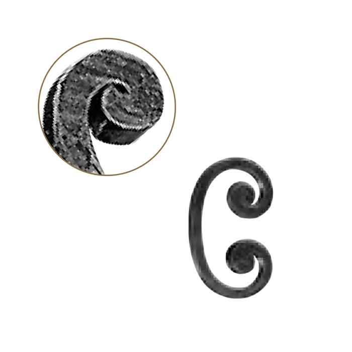 1/2" sq. Forged Steel C-Scroll w/Flat Button Ends, 3-1/2" wide by 6" Tall