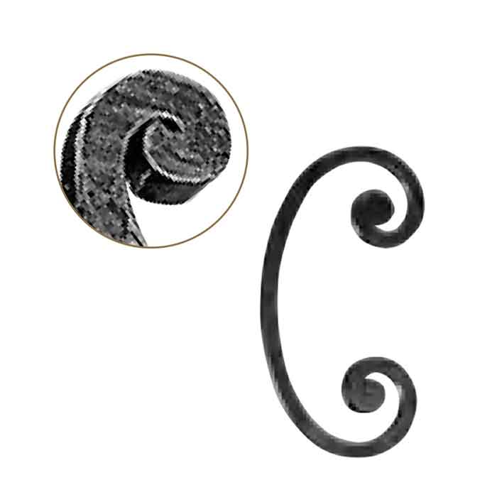1/2" sq. Forged Steel C-Scroll w/Flat Button Ends, 5-1/8" wide by 9-7/8" Tall