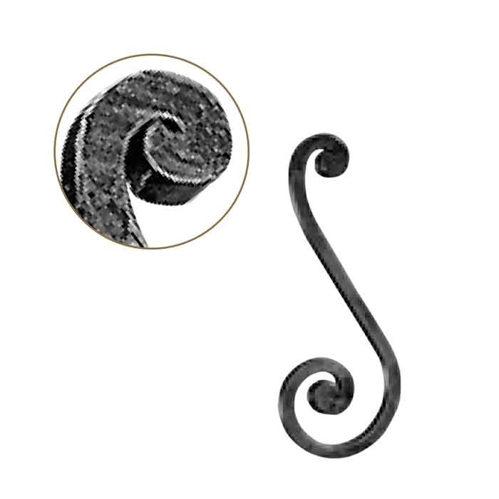 1/2" sq. Forged Steel S-Scroll w/Flat Button Ends, 4-5/16" wide by 11-7/16" Tall