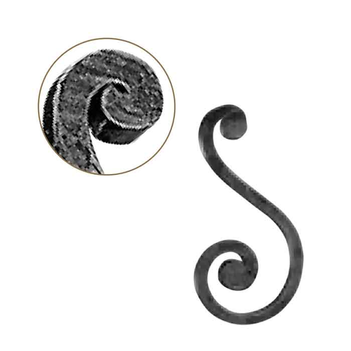 1/2" sq. Forged Steel S-Scroll w/Flat Button Ends, 4-5/16" wide by 8-11/16" Tall