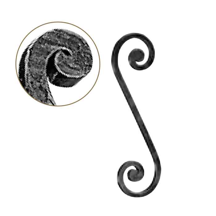 1/2" sq. Forged Steel S-Scroll w/Flat Button Ends, 4-5/16" wide by 14-3/4" Tall