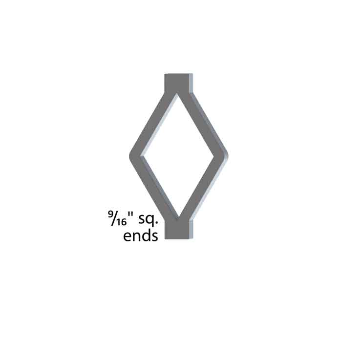 Infill Panel for 9/16" sq., Diamond Shaped, Steel, 3-1/2" Tall