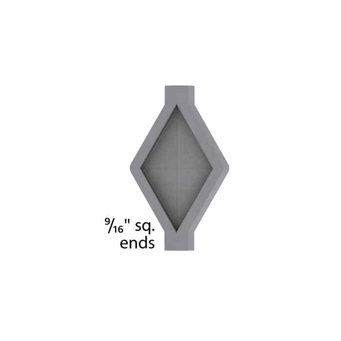 Infill Panel for 9/16" sq., Solid Diamond Shaped, Steel, 3-1/2" Tall