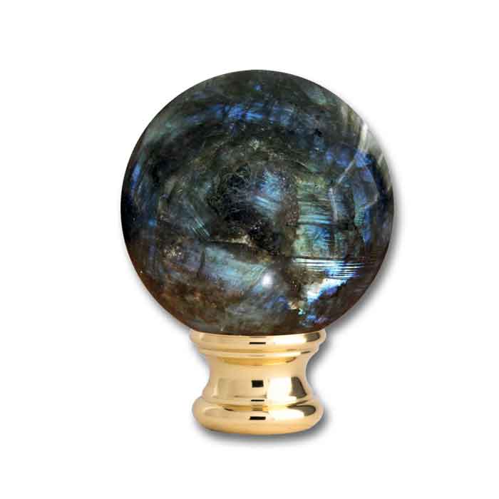 Labradorite Ball Post Top, Brass base of 2-1/8" dia., from Grande Forge