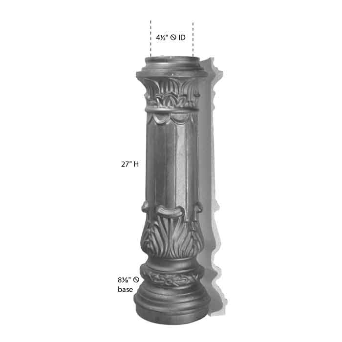 8-1/8" dia. base Cast Iron Post, 2 Piece, 27" Tall