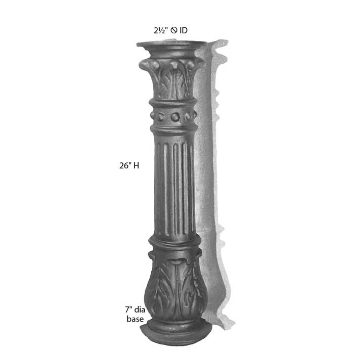 7" dia. base Cast Iron Post, 2 Piece, 26" Tall