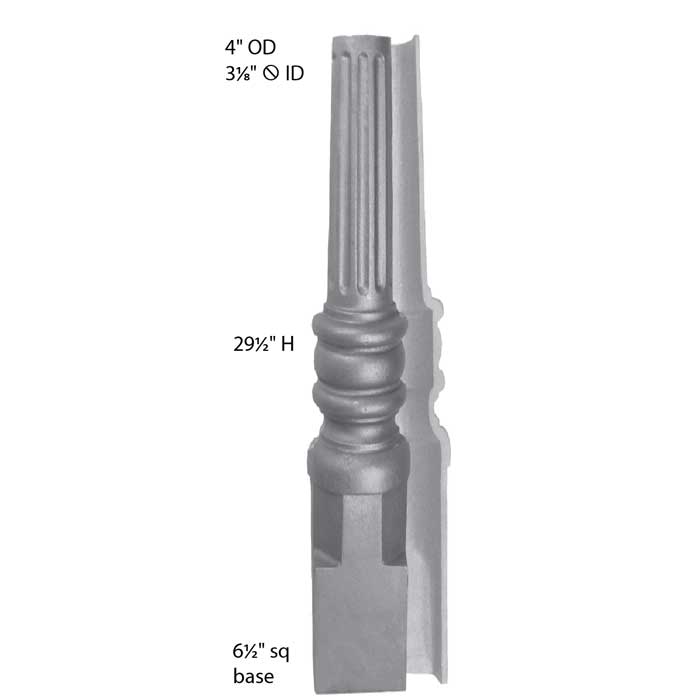 6-1/2" sq. Base, 2 Piece, Cast Iron Post