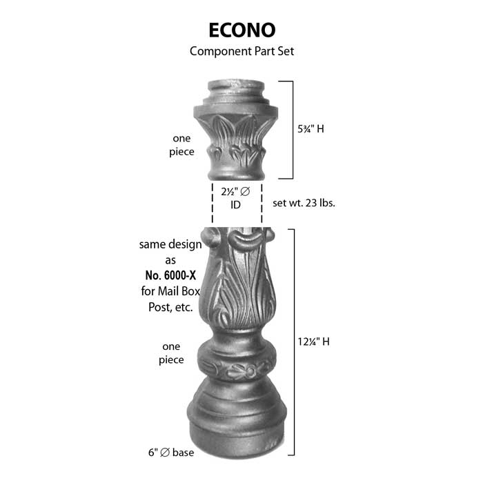 6" dia. Base, Econo Cast Iron Post Set