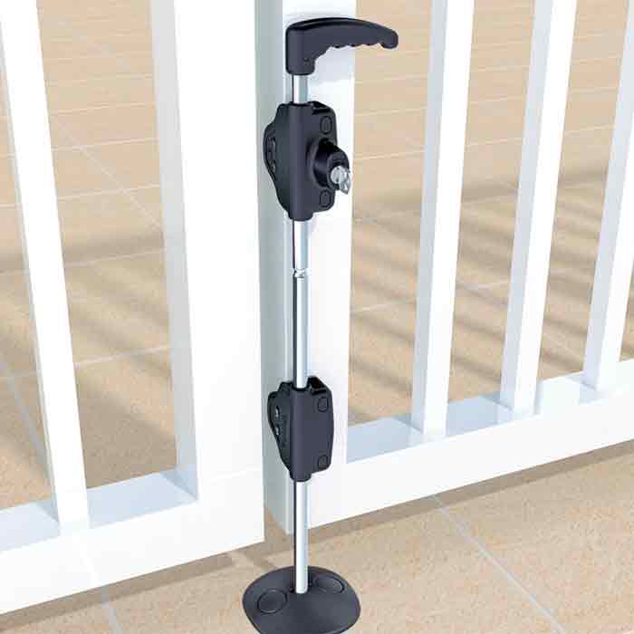 LokkBolt Drop Bars for Vinyl & Wood Gates, Lockable, 18" or 24" Tall, Black