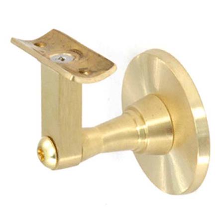 Round Saddle Wall Mount Handrail Brackets in Satin Brass