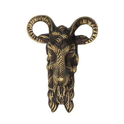 Accent Face, Cast Bronze, Goat Design, 3-3/8" Tall