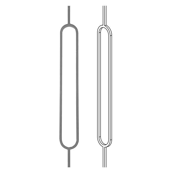 1/2" sq. Forged Aluminum Oblong Hoop Baluster, 40" Tall