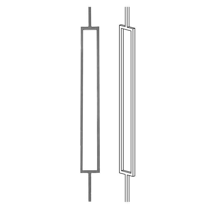1/2" sq. Forged Aluminum Rectangular Hoop Panel, 40" Tall