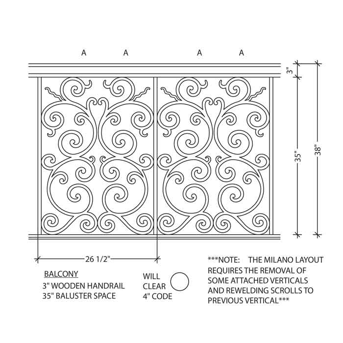 Milano Prefabricated Ornamental Railing Panels