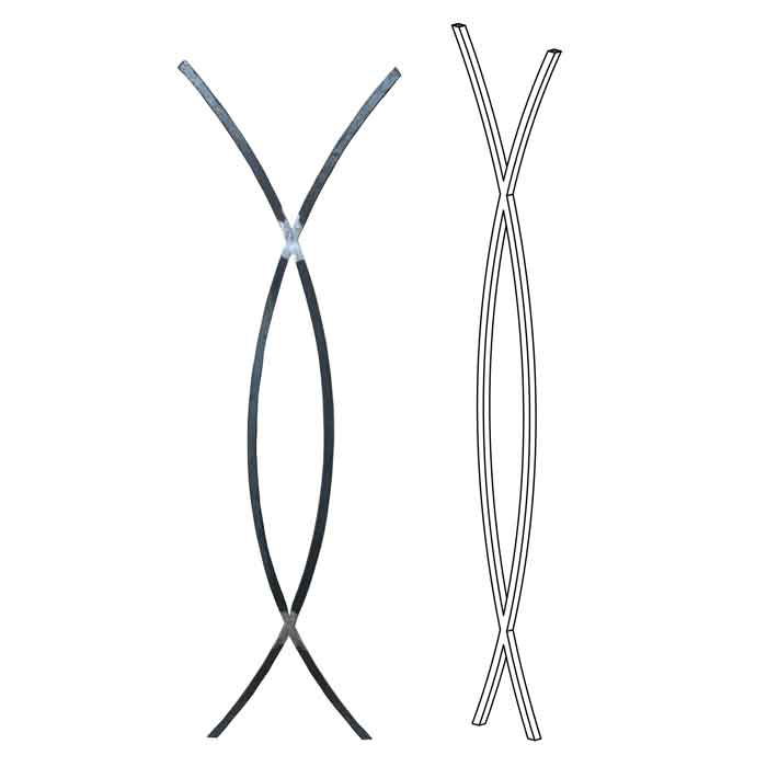 1/2" sq. Forged Steel Marquise Shaped Baluster, 41-1/4" Tall