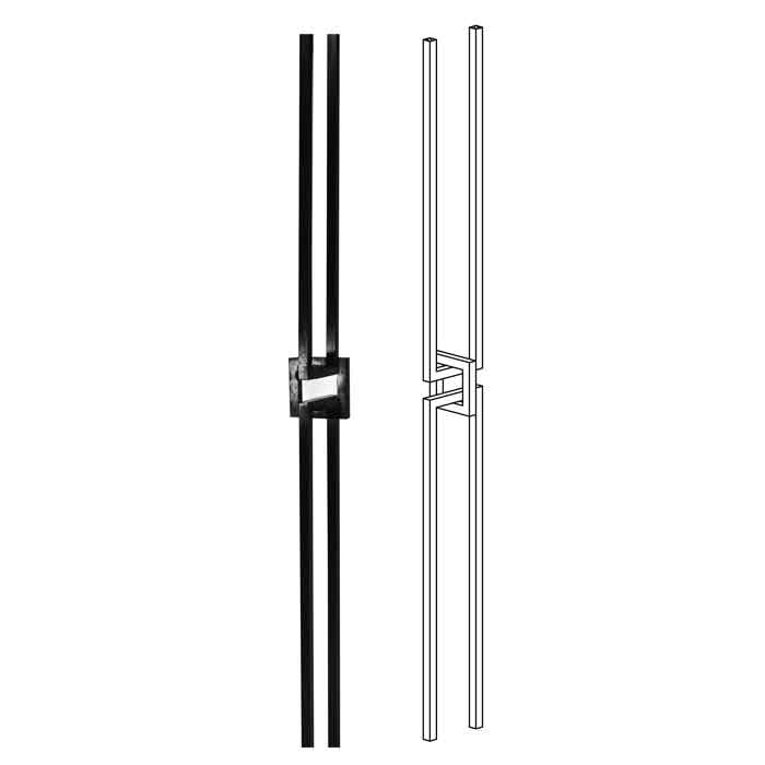 1/2" sq. Forged Steel Baluster with Center Square, 40" Tall