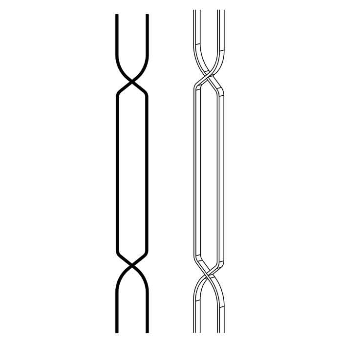 5/16" x 3/4" Forged Steel Rectangular Shaped Baluster, 40" Tall
