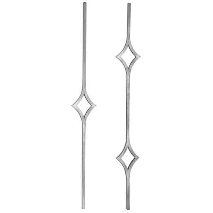 9/16" Sq. Forged Steel Balusters with Diamond Shapes